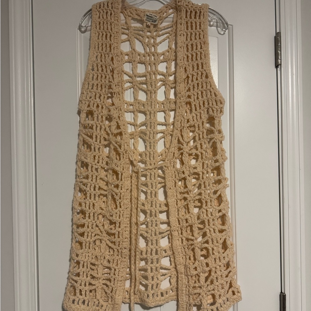 Ya Los Angeles Cream Crochet vest Top